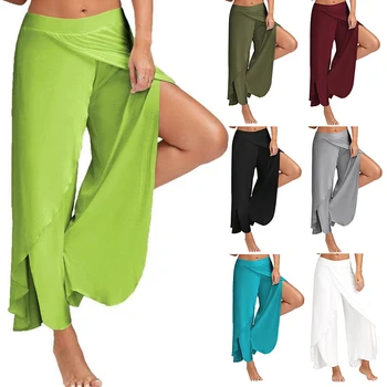 Nuove donne pantaloni a gamba larga pantaloni larghi Fitness Yoga divisi Mandala pantaloni a gamba aperta Comfort Gypsy Hippie Aladdin Harem Pants 1