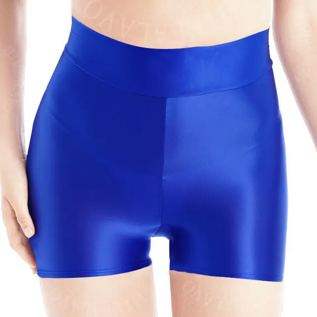 

Glossy See Through High Waist Women Underwear Shorts Elastic Yoga Underpant Plus Size Boxer Panties