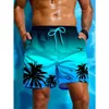 Men's Palm Tree Shorts Summer Vacation Print Drawstring Waist Board Fashion Swim Trunks 3D Print Breathable Short Streetwear 1