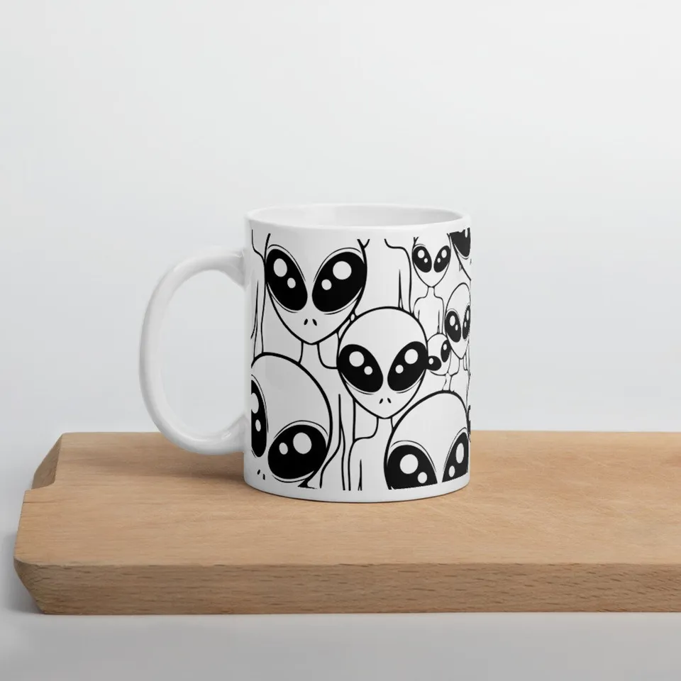 Alien White Glossy Mug, Fun UFO Coffee Cup, Cosmic Aliens Tea Mug Alien  lover Birthday Gift - AliExpress 15