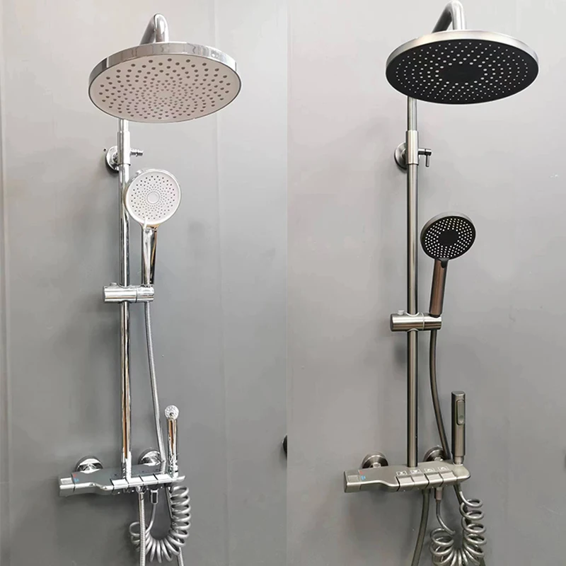 

Bathroom Shower Faucet Set with Bidet Mixer Tap Wall Mounted Brass Bath Cabin System with Rack Tub Spout Shower Spray Washing