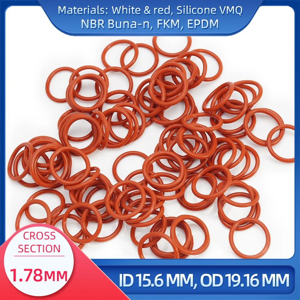 

O Ring CS 1.78mm ID 15.6 mm OD 19.16 mm Material With Silicone VMQ NBR FKM EPDM ORing Seal Gaske