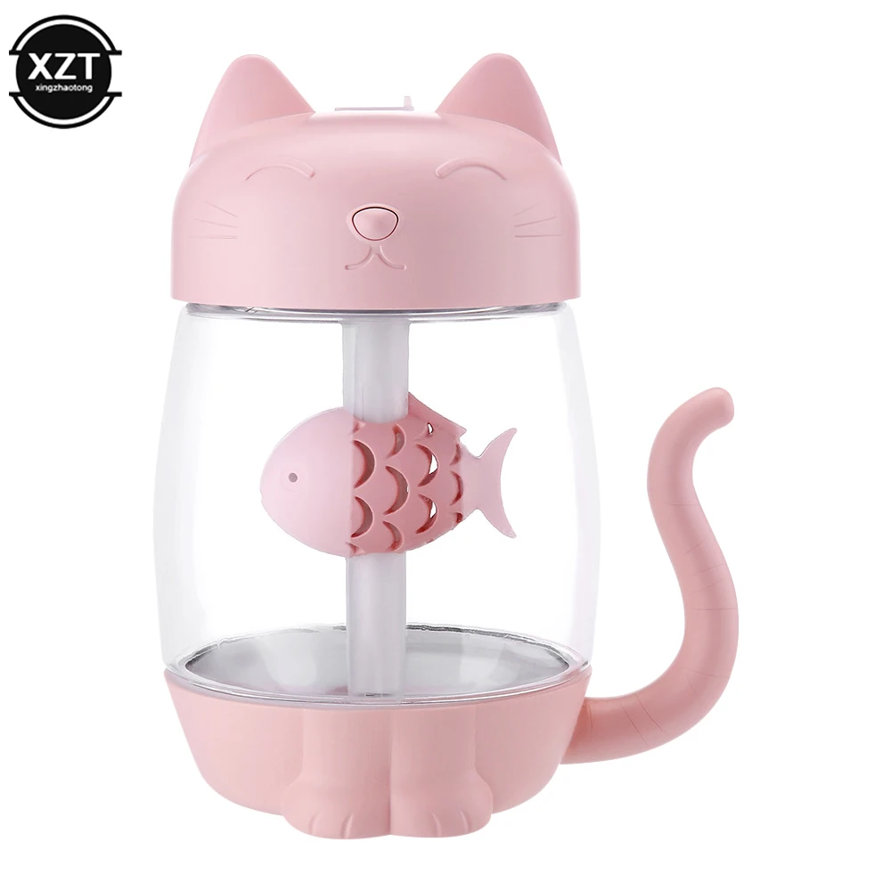 

New Cute Pet Cat Eat Fish Three-in-one Ultrasonic Humidifier Office Home Car Mini Air Purifier Atomizer