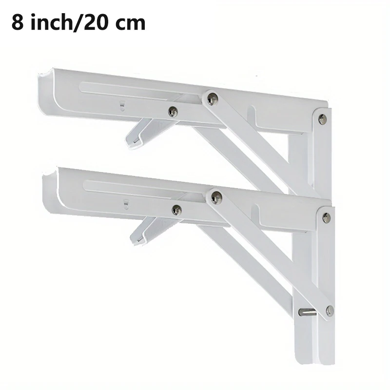 Set of 2 Heavy-Duty Steel Folding Shelf Brackets - Wall-Mounted Design for Workbenches and Tables