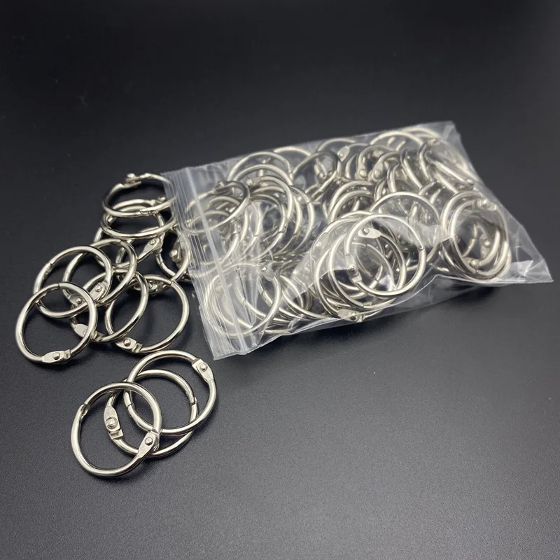 50Pcs Ring Binder DIY Albums Loose-leaf Book Hoops Opening O Ring Locking Keychain Office Binding Supplies Metal Craft Parts