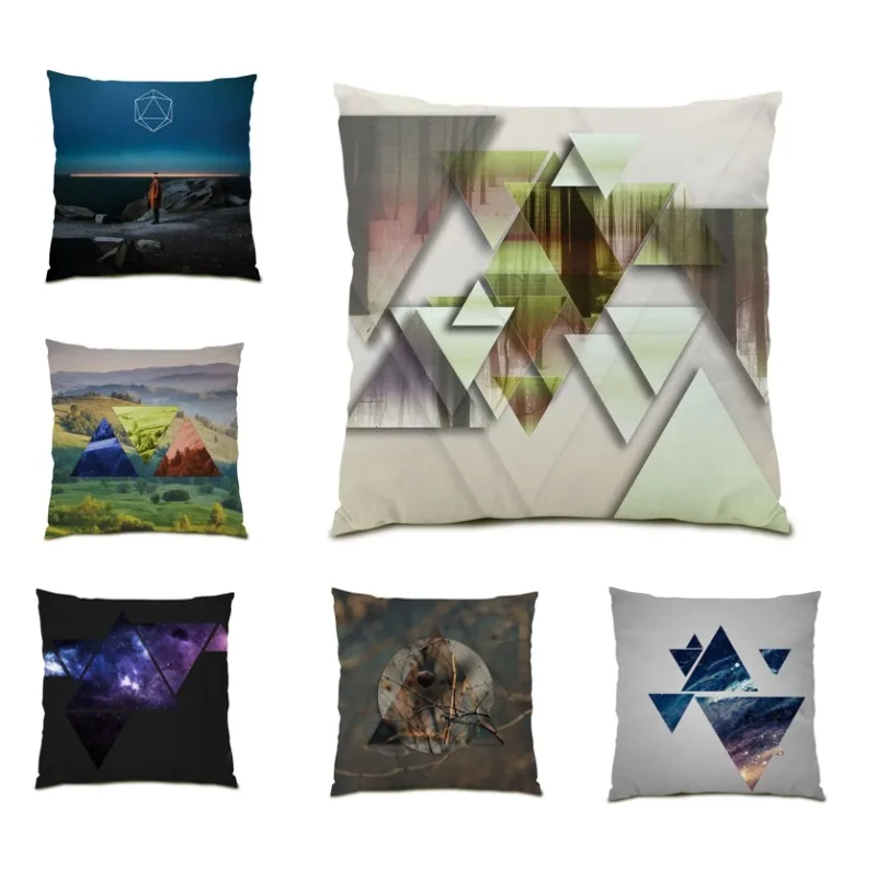 

Striped Printed Pillowcase Line Cushion Cover 45x45 Graffiti Home Decor Abstract Geometric Pillowcases Double sided DF1512