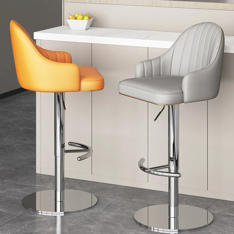 

Minimalist Bar Stools Leather Modern Metal Kitchen Designer Chair Living Room Taburetes Altos Cocina Library Furniture YYY40XP