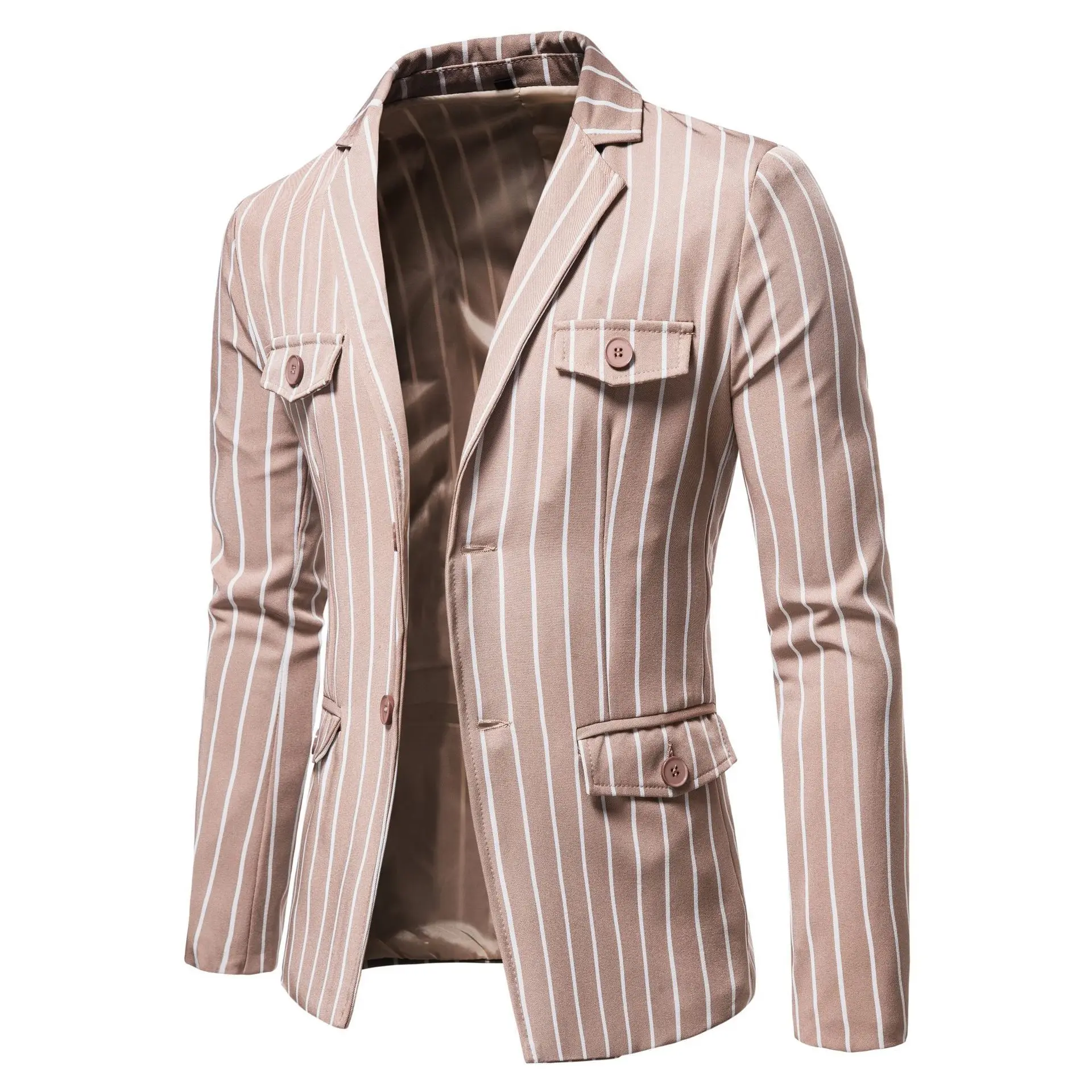 Happyjeffery Suits Blazers for Men Casual Two Button 3 Colours Stripes Mens Overcoat Blazer European Size Jacket Male Suit X73