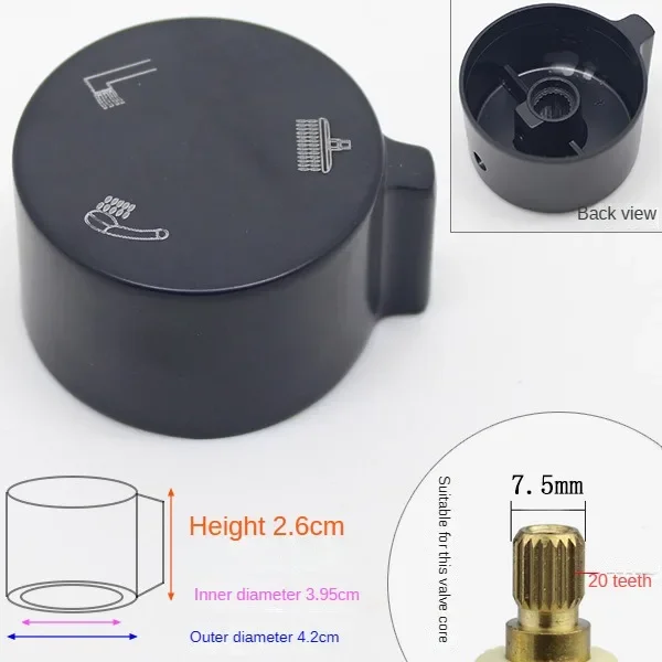 มือจับสีดำเครื่องจ่ายน้ำอุปกรณ์เสริมล้อมือที่สามที่จับเกียร์สี่สวิตช์แปลงสีดำฝักบัวอาบน้ำ 3