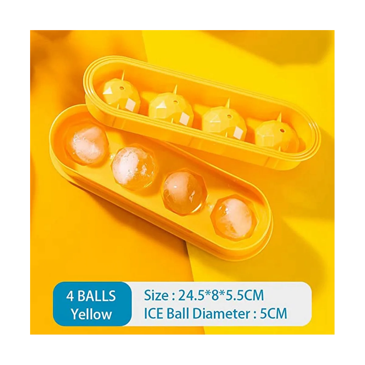 Round Ice-Cube Tray, Reusable Easy-To-Release Ice Ball Mold Tray for Whiskey, Cocktails Ice Ball Manufacturing Orange