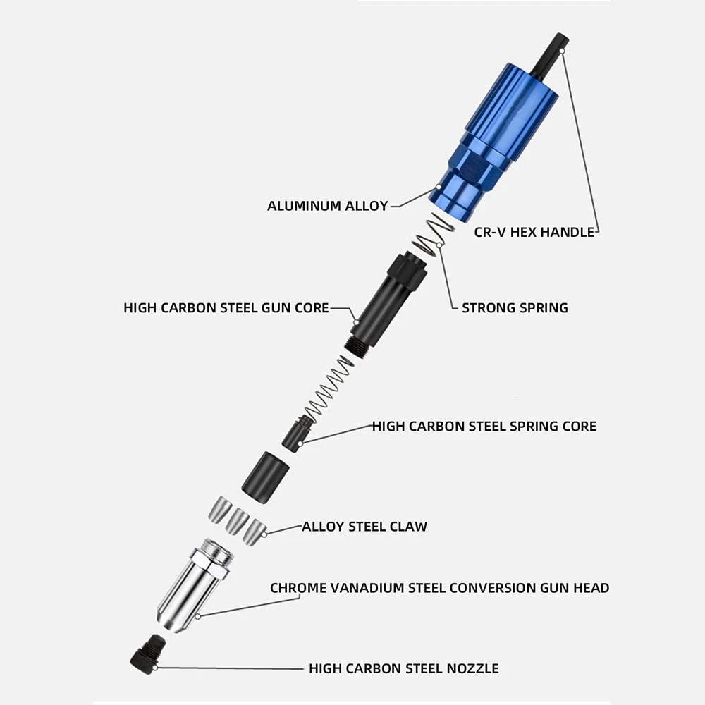 roller cabinet Electric Rivet Gun Adapter Aluminum Casting Housing Non-slip Handle for Cordless Drill Electric Riveter Riveting Insert Tool rolling tool bag