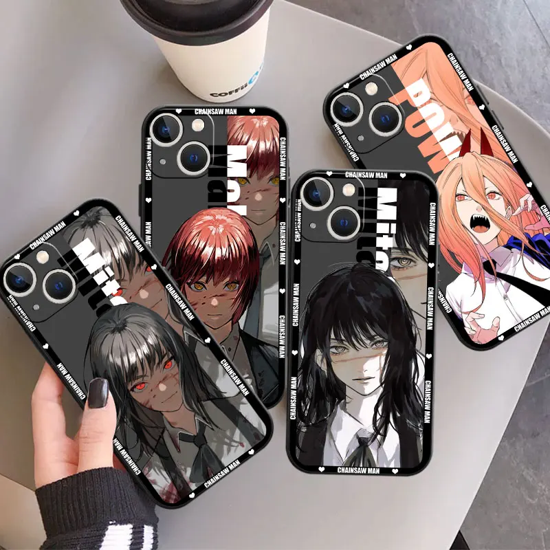 Chainsaw Man Cool Case, Coque de téléphone souple noire pour Apple