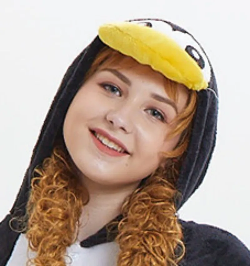 Black and White Penguin Antarctic Animal Image Pajamas Suits with Hat Winter Hot Selling Product Cute Women's Home Furnishings