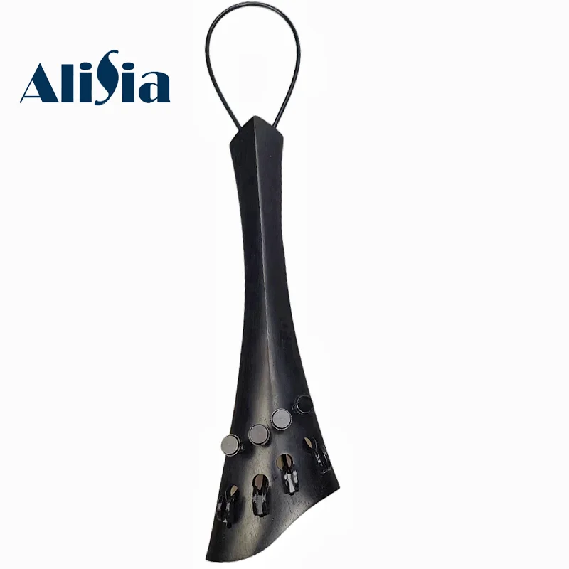 Ebony Wood Cello Tailpiece and Pegs New Model Cello Accessories Parts Tail piece with Gut Finetuners