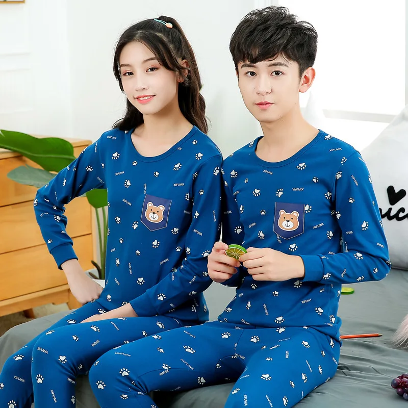 New Teenage Pajamas Cotton Clothes Sets Winter Animal Children's Pyjamas Set for Kids 10 12 14 16 18 Years Boys Girls Sleepwear pajama sets button up	 Sleepwear & Robes