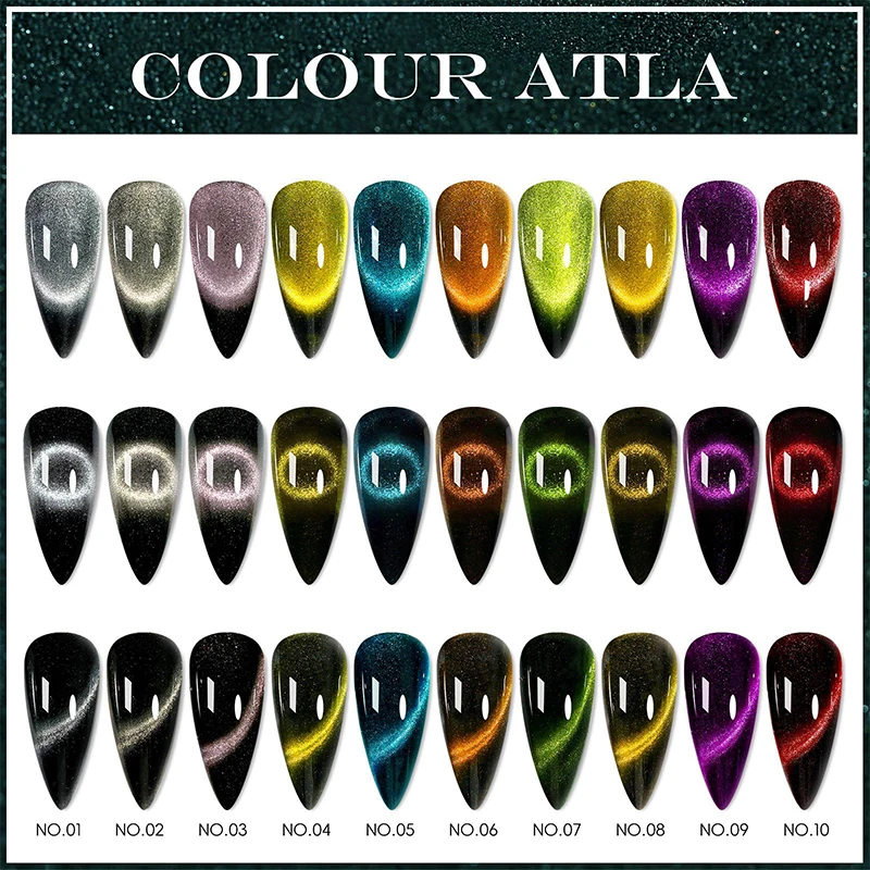 9D 고양이 눈 자기 네일 반짝이 안료 파우더 매직 미러 효과 강력한 자석 매니큐어 장식 먼지 네일 젤 메이트