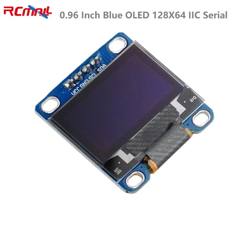 RCmall 0.96 Inch Blue OLED Module I2C IIC Serial 128X64 LCD LED Display for Arduino 51 MSP420 STIM32 SCR