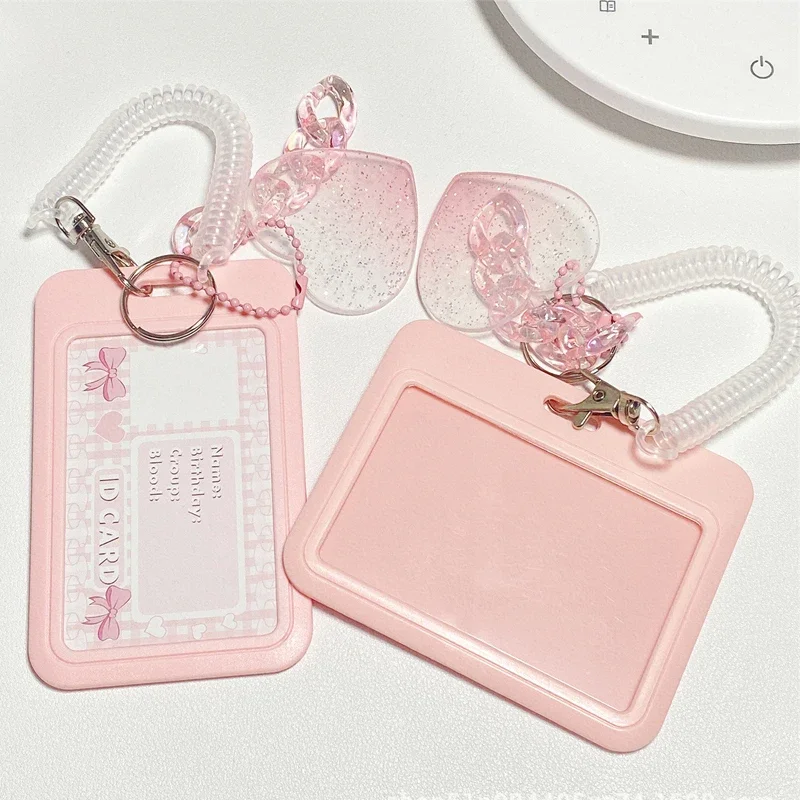 Kpop Photocard-houder, 2 stuks, acryl, creditcard, 7,8 cm, ID-bankkaarten, buskaarten, studentenkaart voor sleutels, hanger, badge, organizer met sleutelhanger