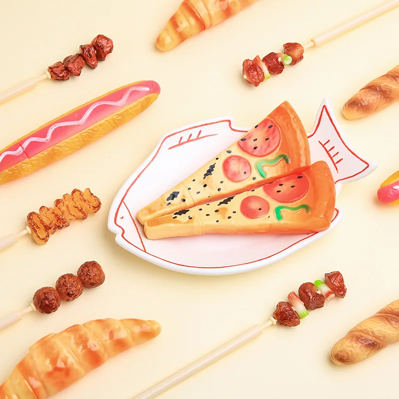 Creative Simulation Pizza Ballpoint Pens with Magnetic Bread Shape Refrigerator Sticker Kids Korean Stationery School Supplies