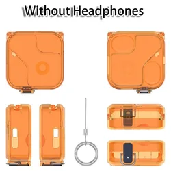 Transparent Shockproof Earphone Protective Case with Switch Locking Design (Orange)