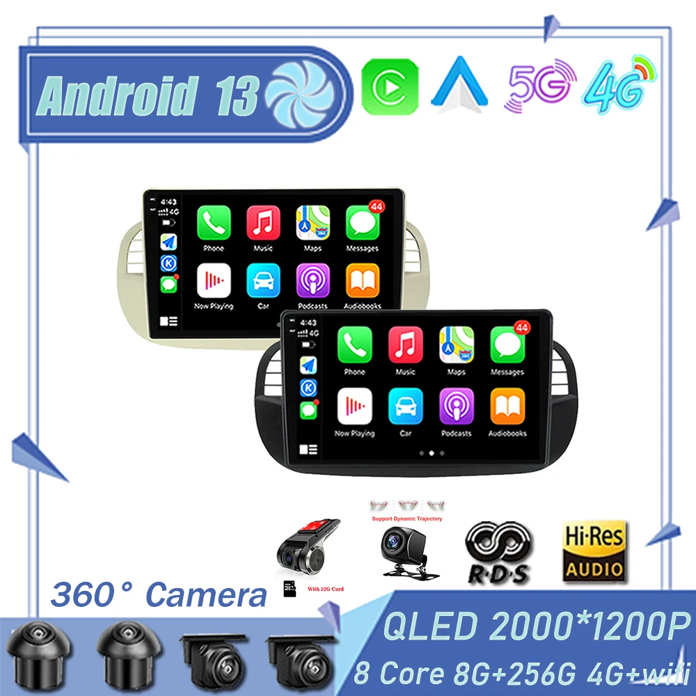 

Автомагнитола на руль для Fiat 500, 2007-2015, Android 13, GPS-навигация, Carplay, авто, BT, Wi-Fi