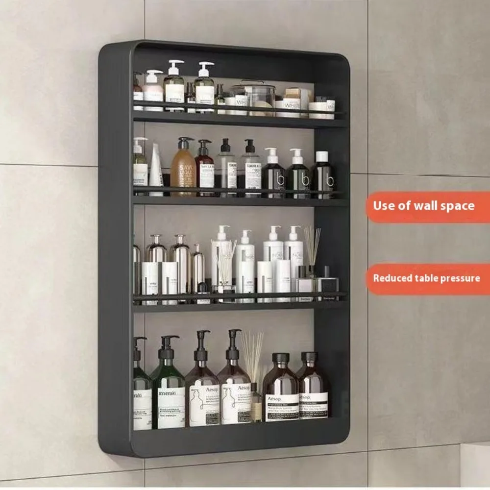Wall Mounted Multilayer Storage Cabinet Bathroom Toiletries Cosmetics Storage Rack Large Capacity Kitchen Seasoning Storage Rack