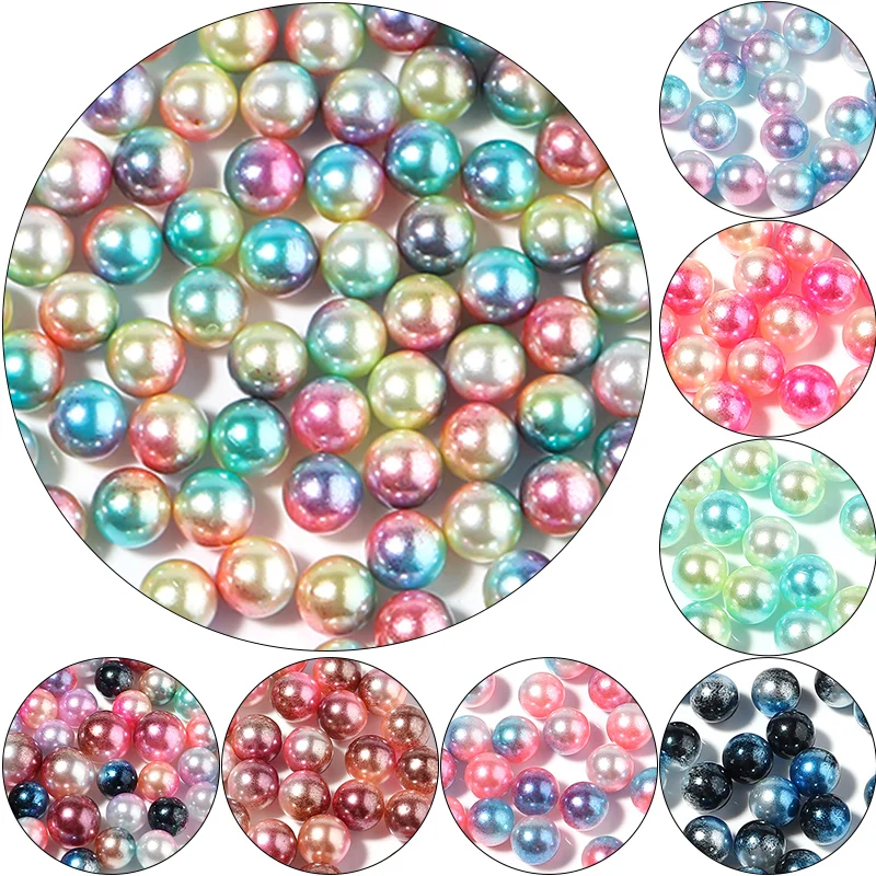 50-1000 teile/los 9 Farben Kein Loch Gradienten Meerjungfrau Imitation Perlen Perlen Kunststoff Spacer Perlen Für DIY Schmuck Machen zubehör