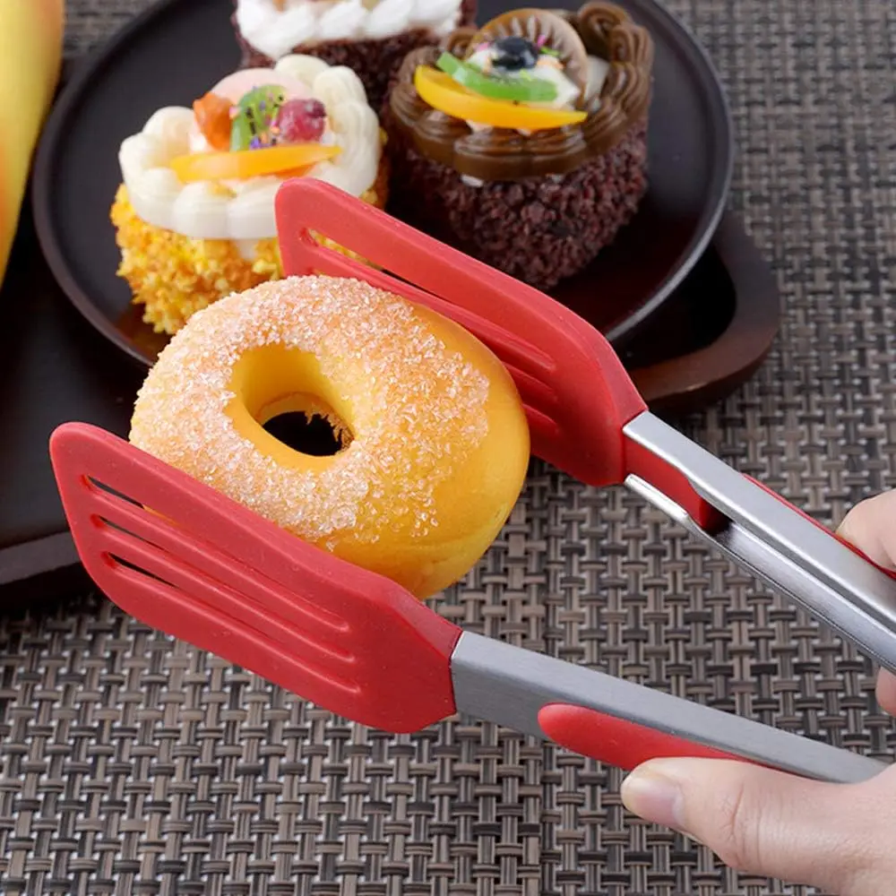 2-piece set of food tongs stainless steel tongs silicone non-stick non-slip BBQ salad cooking bread tools kitchen accessor