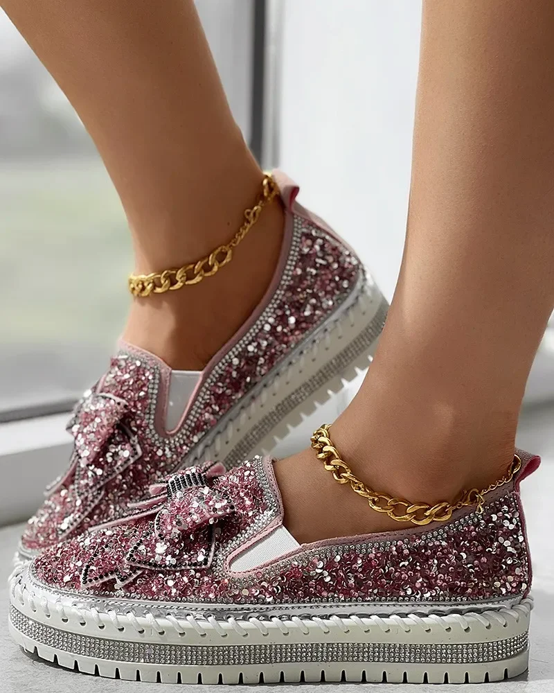 Sneakers women's Rhinestone Lace Patch Contrast Sequin Women Sneakers  Tennis Shoes For Woman Loafers Crystal shoes Zapatos Mujer