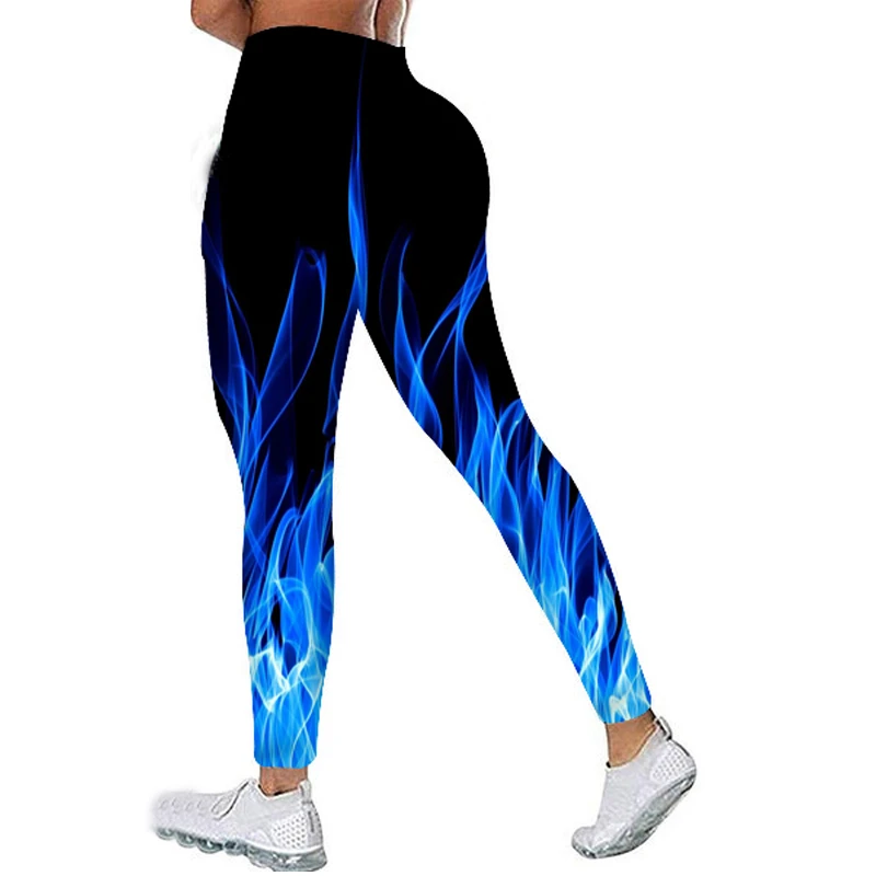 Sport Leggings Women High Waist 3D Digital Fire Flame Printed Yoga Pants Workout Legins Gym Clothing for Female Leggins Femme crossover leggings