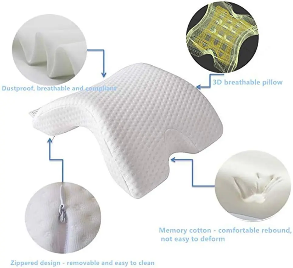 Memory Foam Pillow with Arm Hole Anti-Hand Numb Desk Nap Sleeping Pillow Multifunction Orthopedic Health Neck Couple Pillow 5