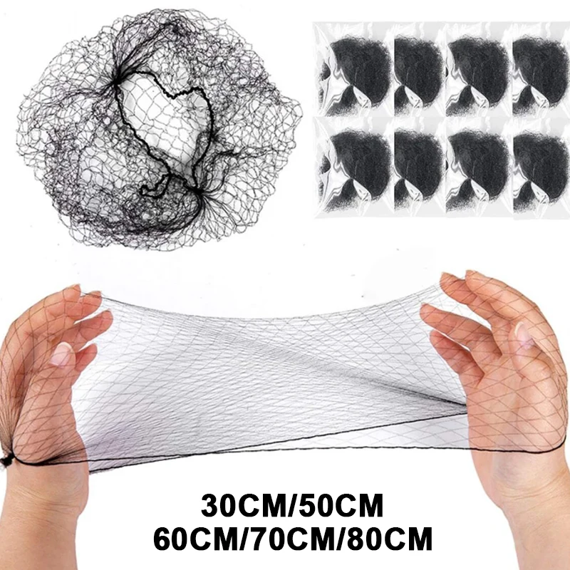 10/20/30Pcs Durable Nylon Hair Net For Bun Hair Hair Style Tool Black Brown Hair Net For Wigs Mesh Hair Styling Hairnets 30-80cm