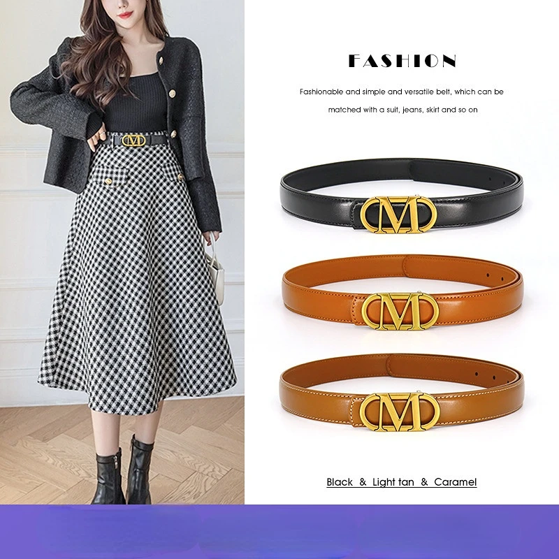 

Luxury Designer Women Belt Genuine Leather Female Fashion Metal Belt Buckle Waistband High Quality Trend Belt Lady New