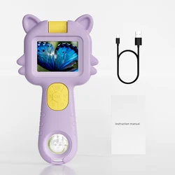 Enhanced Portable Digital Microscope with Rotatable Lens and Dual Camera (Purple with Cover)
