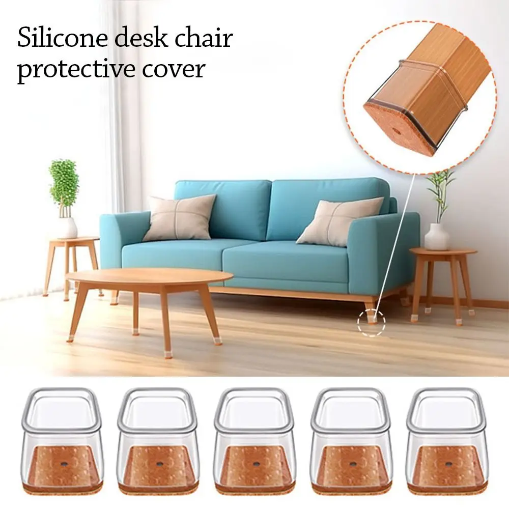 Silicone Chair Leg Floor Protector with Felt Pads - Noise Reducing Table and Sofa Foot Covers