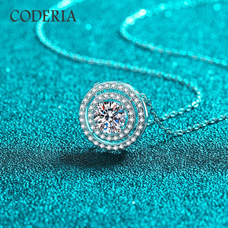 Pendentif Halo En Diamant Simulé 4,10 Ct - Plaqué Or Blanc 14k Sur Argent 925 - Neuf Avec Étiquettes
