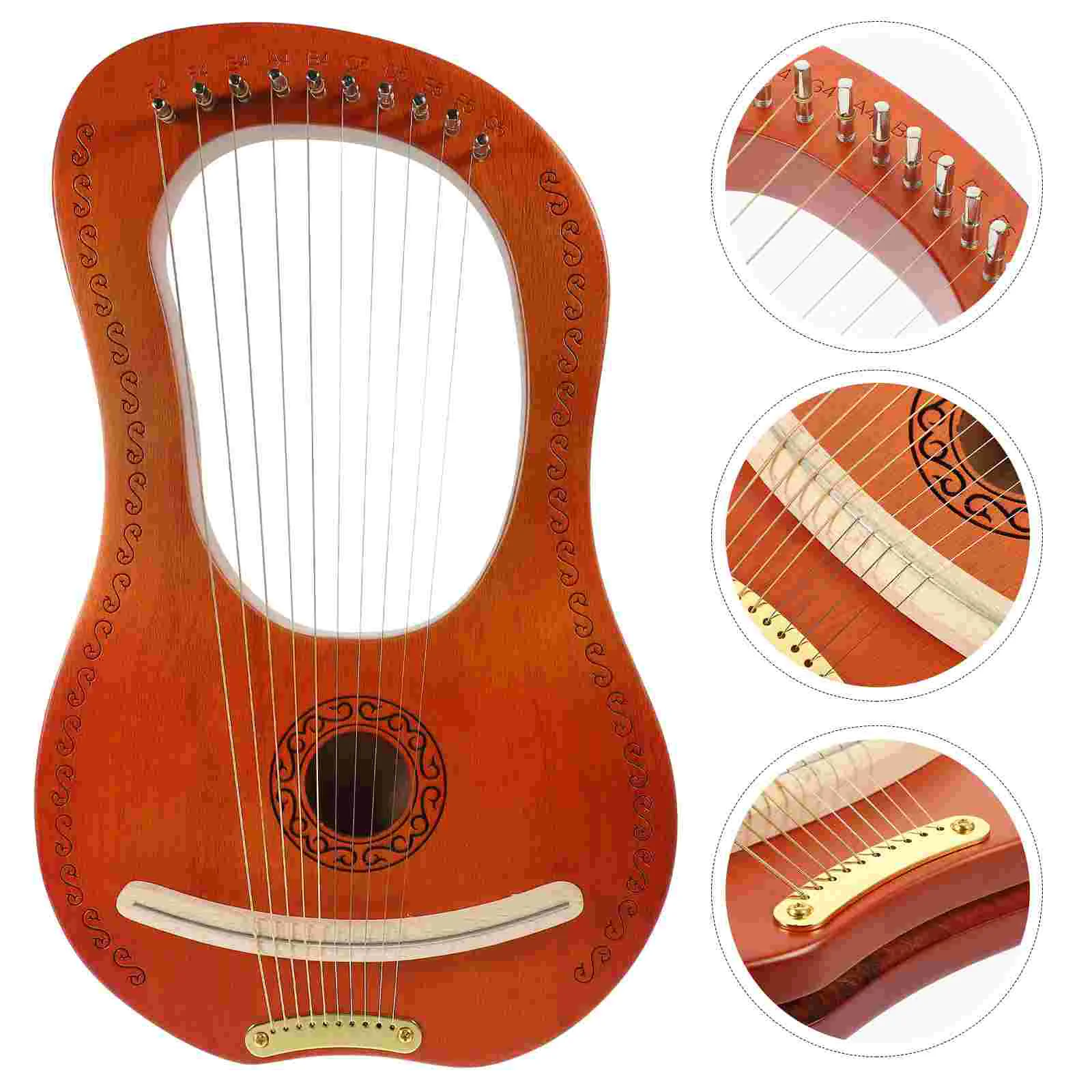 Portable Wood Wood Lyre Harp Lyre Harp Extra Strings Picks Solid Body Retro Style String Instrument Musical Instruments