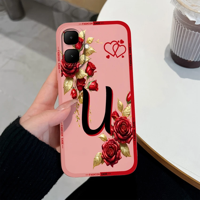 Rose Flower Letter Matte Silicone Shockproof Protective Phone Case