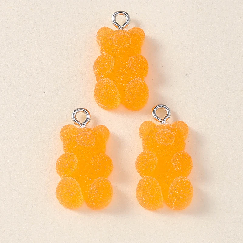 7 Color Colorful Bear Charms Resin Glitter Candy Color Gummy Bear Pendant Necklace Bracelet Keychains DIY Accessory 20Pcs