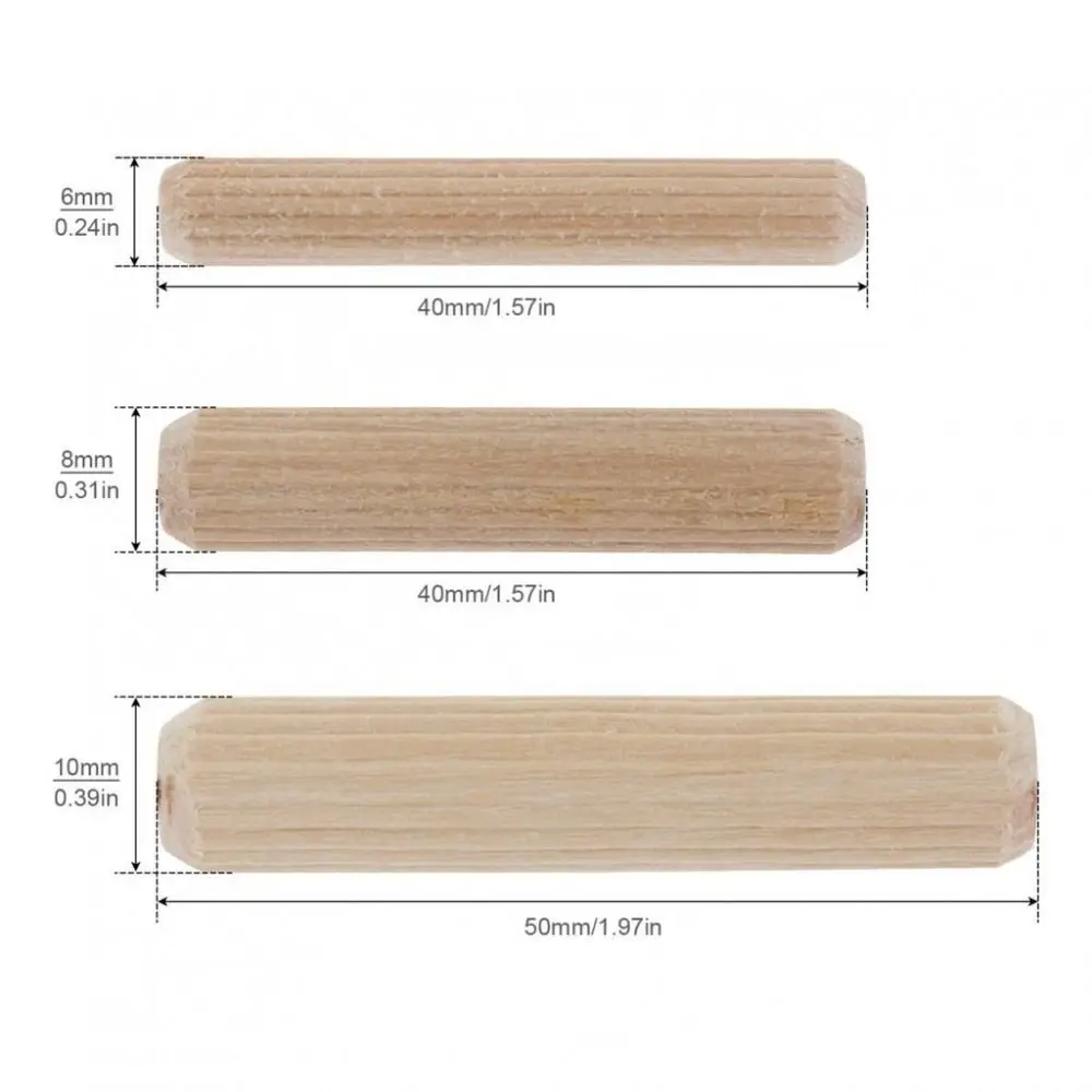 Wooden Dowel Pins 100Pcs Cork Fluted Needle Bolt Wooden Dowel Pins Woodworking Chamfered Wood Carvings Bed Drawers Wood Nails 6/8/10mm