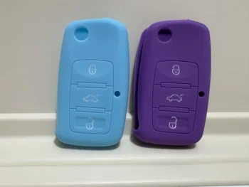 Silicone Case For VW For Volkswagen Jetta Golf Passat B5 B6 Beetle Polo Bora Caddy MK5 For Skoda 3 Buttons Remote Flip Car Key 1