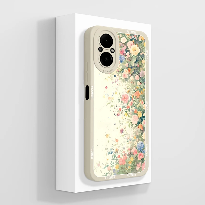 Beautiful Pink Flowers Soft Silicone Anti-Slip Phone Case with Screen Protector