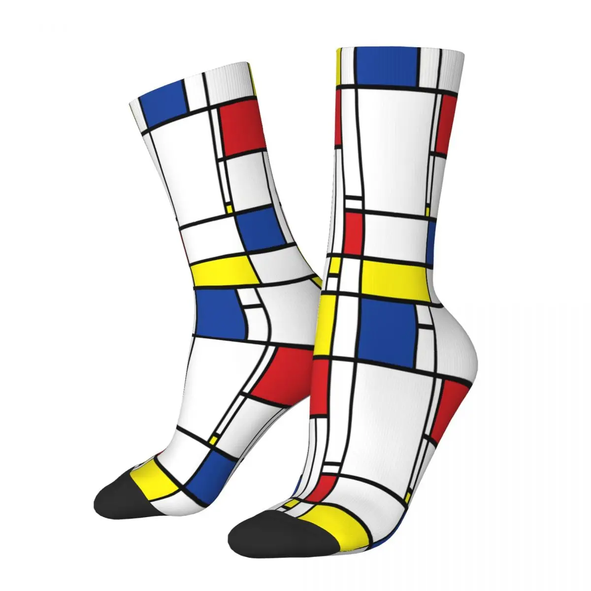 

Mondrian минималистский стиль Современный художественный узор квадратные носки мужские Мужские Женские Весенние чулки из полиэстера