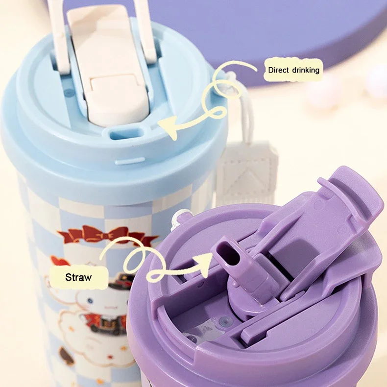 Stainless Steel Insulated Coffee Cup with Straws