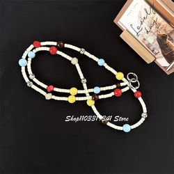 Colorful Beaded Crossbody Lanyard Phone Case with Anti - loss Strap (Color)