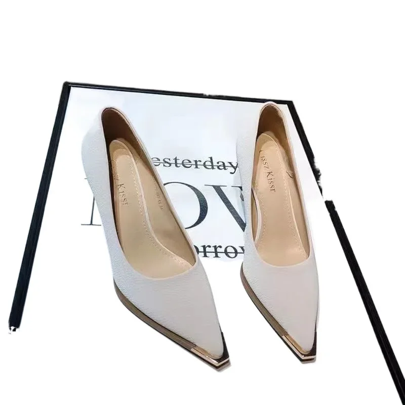 Heeled Sandals Women's High Heels New Arrival Shoes Pointed Shallow Heel Single Shoes Commute Professional Shoes Designer Shoes 5