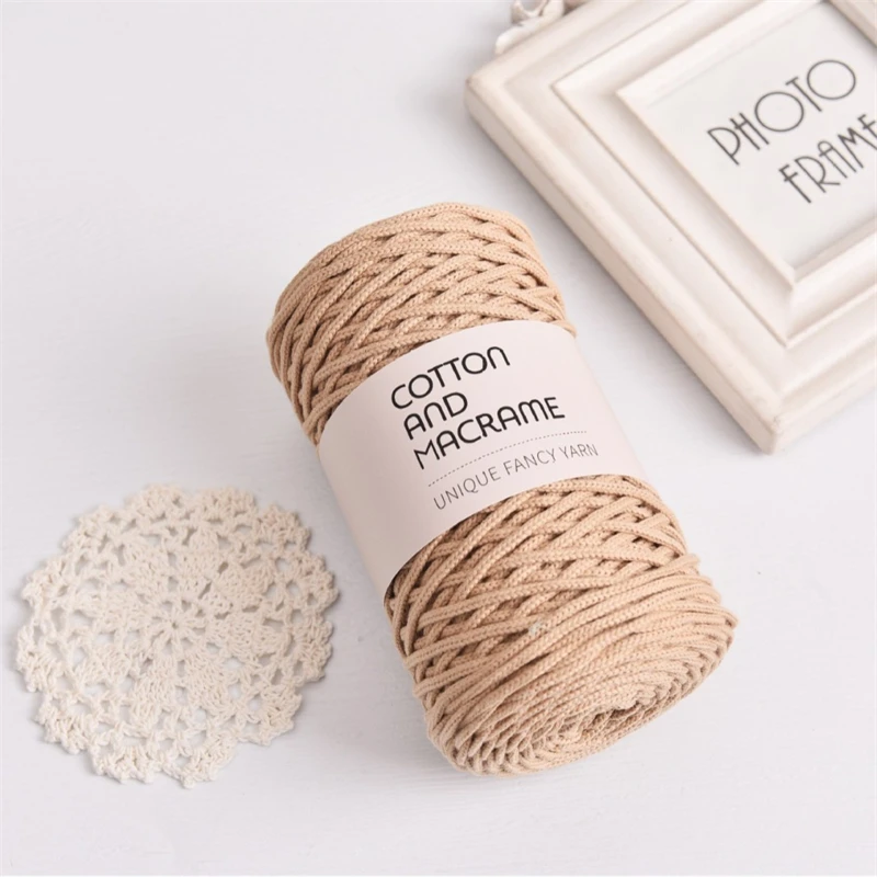 3mm 코 튼 Macrame 코드 130m/롤 손 뜨개질 원사 손 크로 셰 뜨개질 원사 가방 DIY 뜨개질 크로 셰 뜨개질 원사 100% 고품질 코 튼