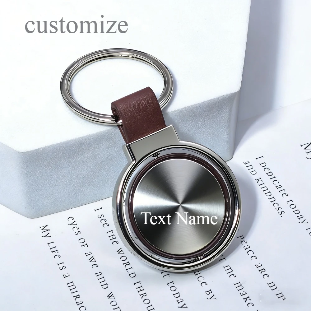 Creativity Fashion Rotundity Minimalist Metal Keychain Leather Retro Petite Man Lady Pendant Business Couple Handmade Customize