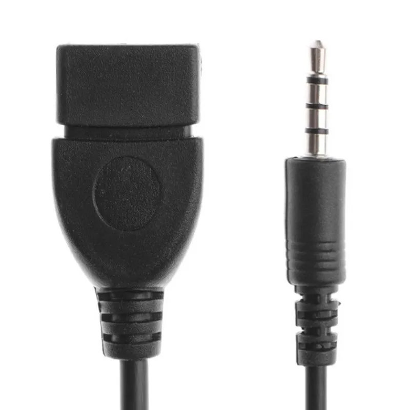 Conector de Audio auxiliar macho de 3,5mm a USB 2,0, convertidor hembra, Cable de 20cm para MP3 de coche