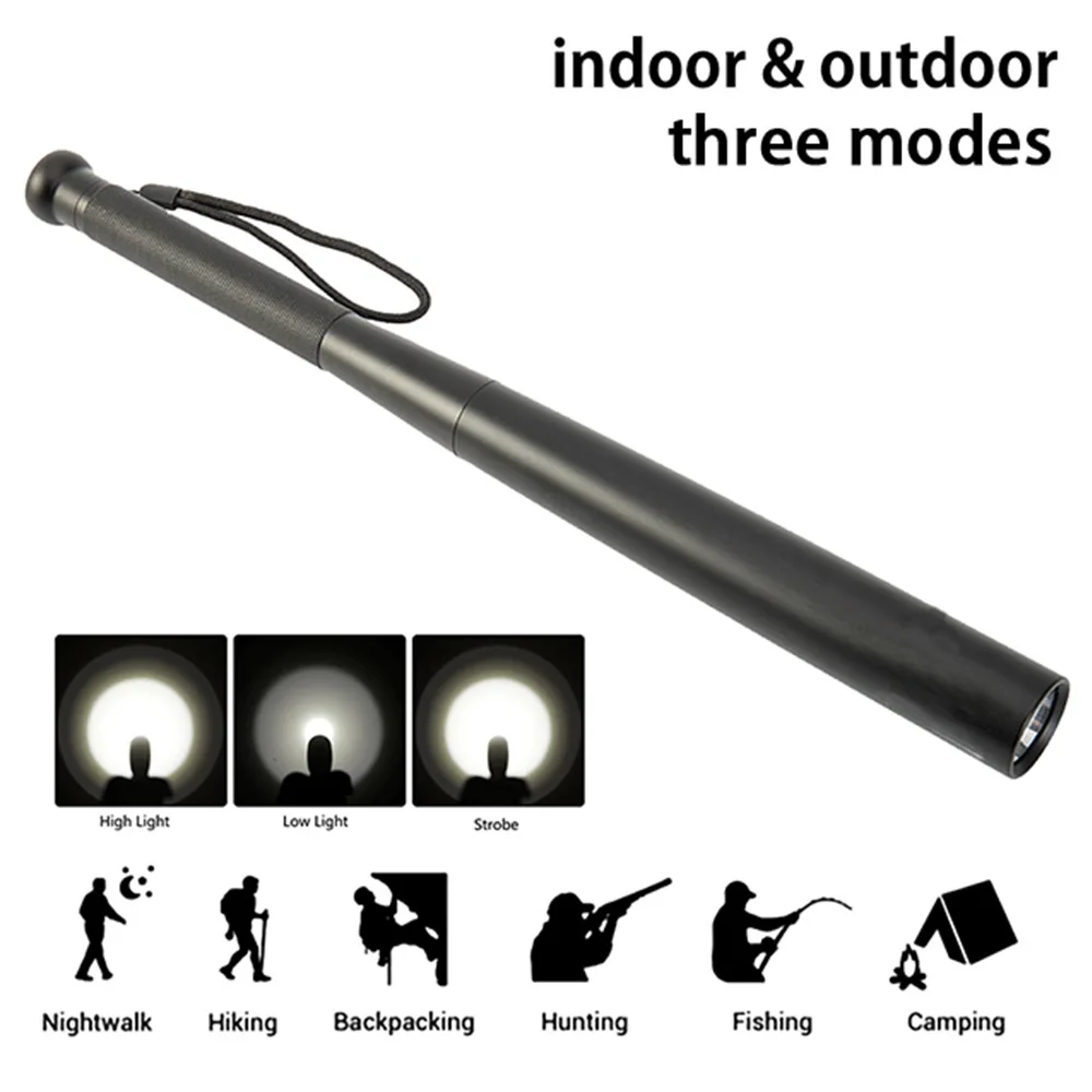 

Portable Baseball Bat LED Flashlight Self-defense Tactical Flashlights Work Light Aluminum Alloy Lantern Torch Emergency Light